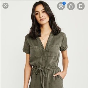 Abercrombie and Fitch Short Romper Olive